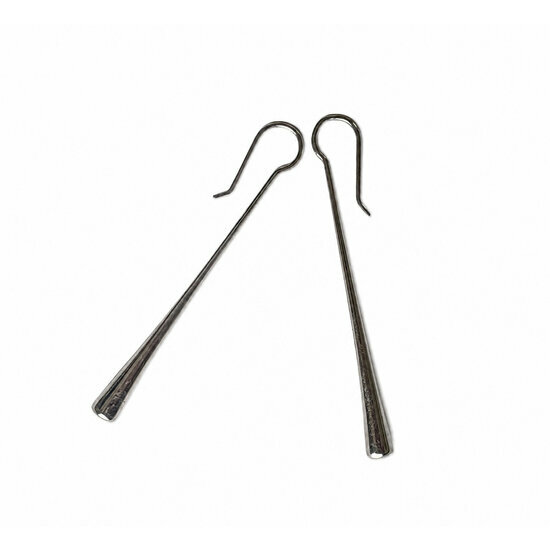 Boucles d'Oreilles Longues Argent 700 – Pendants Minimalistes Faits Main Boucles Fines en Argent – Longues Boucles Minimalistes Artisanales