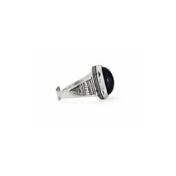 Bague Onyx Noir Argent 925 � Bague Homme Femme Pierre Noire