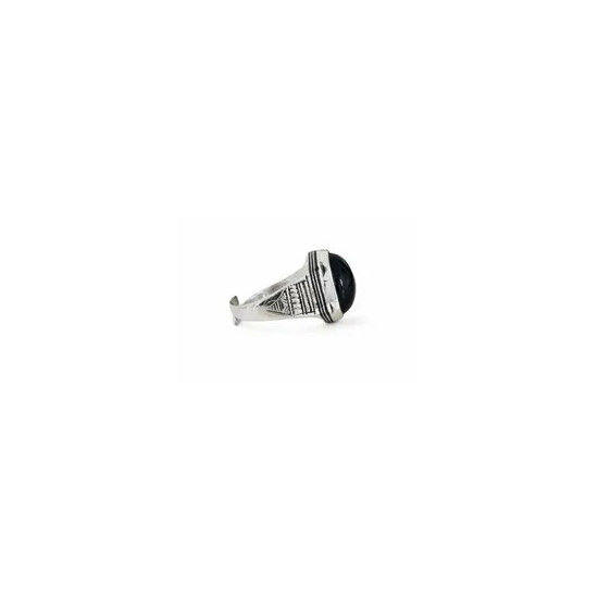 Bague Onyx Noir Argent 925 � Bague Homme Femme Pierre Noire