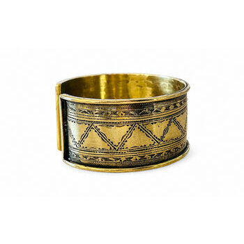 Manchette Dorée Homme Femme – Bracelet Large en Laiton Gravé Main Bracelet Manchette Doré – Bijou Large en Laiton Artisanal