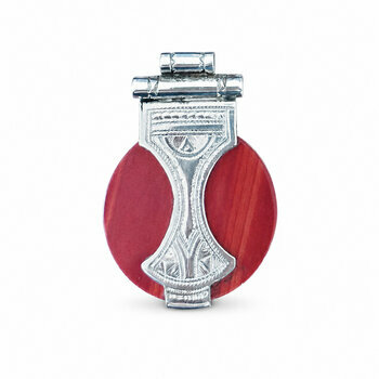 Pendentif Jaspe Rouge Argent 925 – Bijou Touareg Gravé Main Pendentif Jaspe Rouge Naturel – Argent Massif 925 et Gravures Manuelles