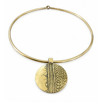 Collier Pendentif Dor� Femme � Ras du Cou Rigide en Laiton