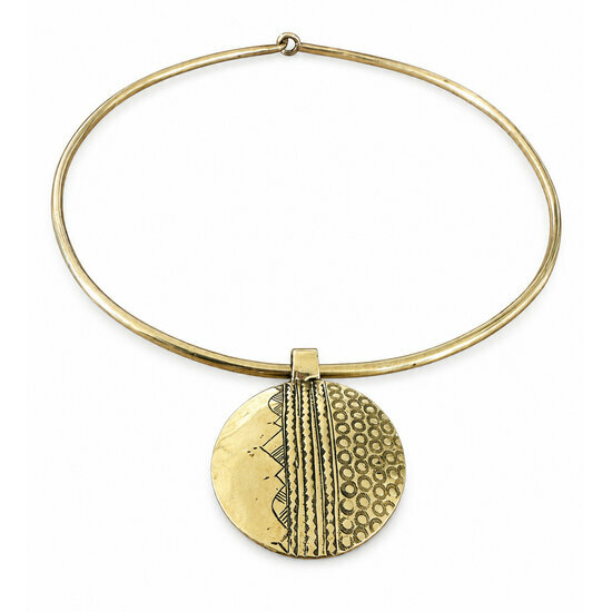 Collier Pendentif Dor� Femme � Ras du Cou Rigide en Laiton
