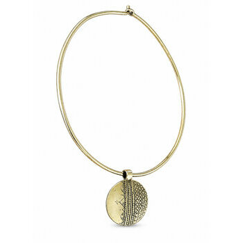 Collier Laiton Femme � Tour de Cou Dor� avec Pendentif Rond