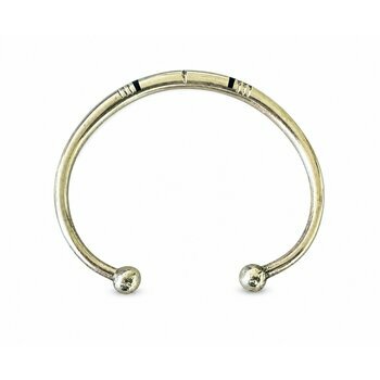 Bracelet jonc ouvert r�glable en laiton avec incrustations �b�ne