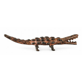 Sculpture Crocodile en Bronze – Statue Animalière Artisanale 19 cm
