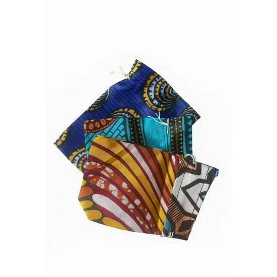 Pochettes � bijoux en tissu wax � motifs color�s � Pr�sentation cadeau