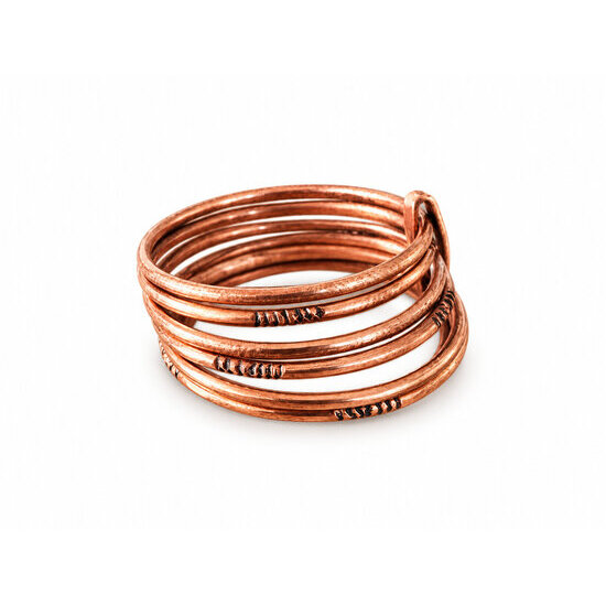 Bague semainier cuivre massif – 7 anneaux, homme et femme