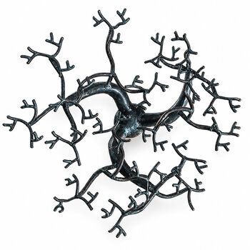 Baobab orange en métal recyclé – Arbre décoratif fait main 60 cm Baobab décoratif en métal – Vue du dessus de la ramure artisanale