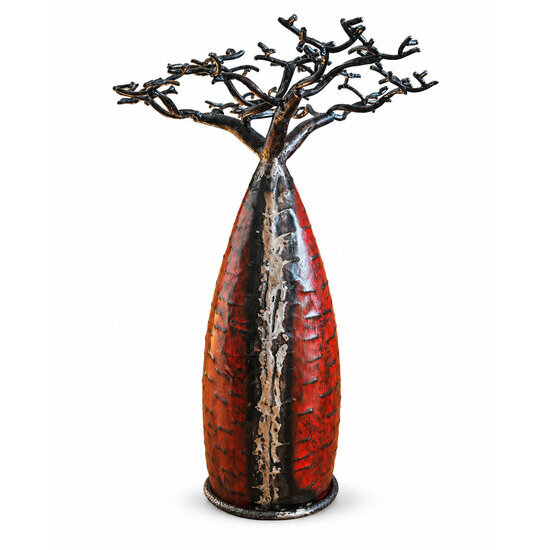 Baobab rouge en métal recyclé – Arbre décoratif fait main, 40 cm