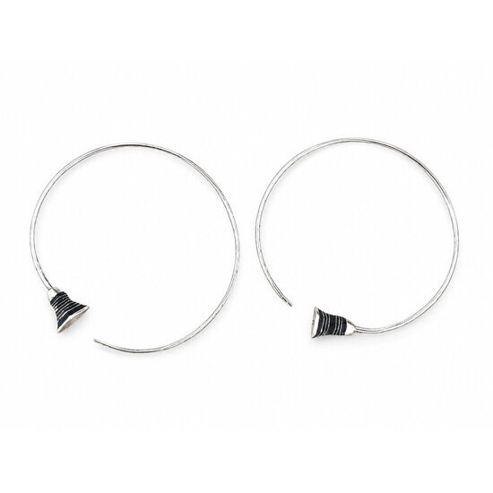 Créoles touareg argent 925 et ébène – Faites main, diamètre 5 cm Créoles touareg faites main – Paire en argent massif 925 et ébène