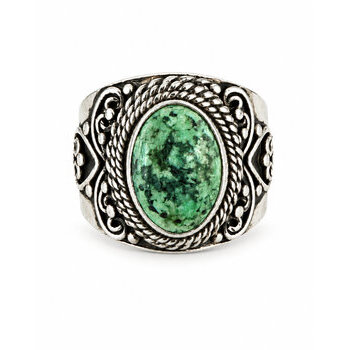 Bague large turquoise véritable et argent 925 – Faite main Bague turquoise véritable et argent massif 925 faite main