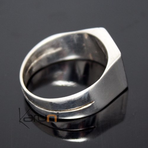 Bijoux Touareg Ethniques Bague Chevalire Argent et bne homme/femme - KARUNI d