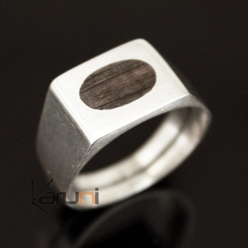 Bague Chevalière Argent et ébène homme/femme 1149 - KARUNI