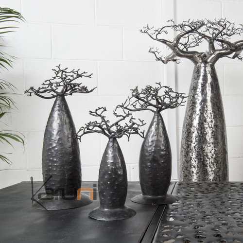 Arbre à  porte bijoux - design Baobab Environs18 cm métal recyclé Madagascar