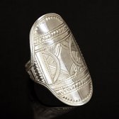 Bague touareg argent homme navette grave ethnique 9 a