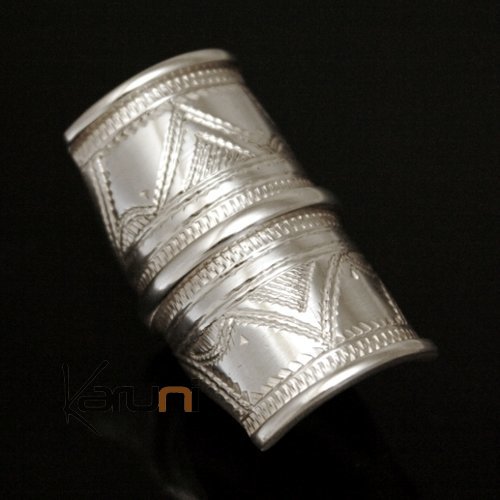 Bijoux ethniques Touareg Bague Chevalire en argent Homme femme Grande 3 lignes 02 b