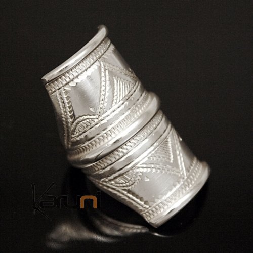 Bijoux ethniques Touareg Bague Chevalire en argent Homme femme Grande 3 lignes 02