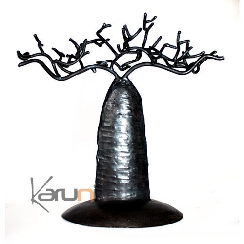 Arbre à  porte-bijoux design Baobab plat 14 cm métal recyclé Madagascar