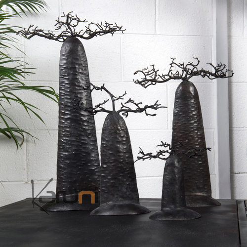 Arbre  bijoux porte-bijoux design Baobab plat 18 cm mtal recycl Madagascar b c
