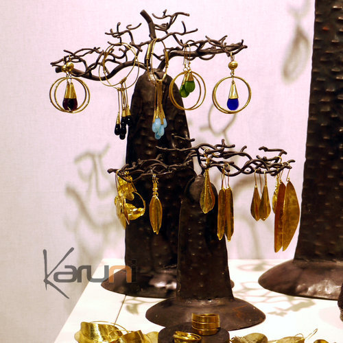 Arbre à bijoux porte-bijoux design Baobab plat 18 cm métal recyclé Madagascar b