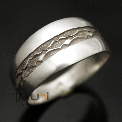 Bijoux Touareg Ethniques Argent Bague Anneau Alliance plat grav homme/femme 24