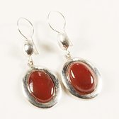 Boucles d'oreilles touareg argent - ovales agate brune