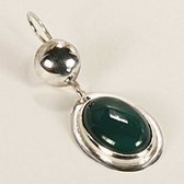 Boucles d'oreilles touareg argent - ovales agate verte