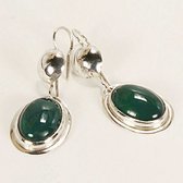 Boucles d'oreilles touareg argent - ovales agate verte