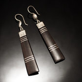 Bijoux Ethniques Touareg Boucles d'Oreilles en Argent et Ebne 66 Pendants