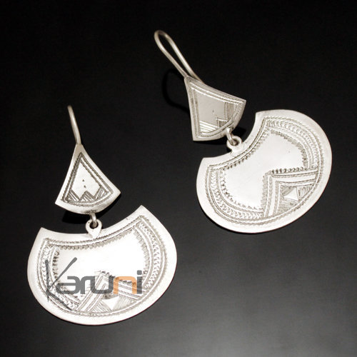 Boucles d'oreilles Touareg Feuilles Berbère en Argent 08