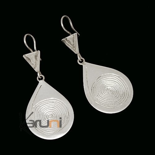 Boucles d'oreilles touareg Petites Gouttes spirales en argent