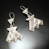 Bijoux Touareg Ethniques Boucles d'oreilles en Argent 78 Losanges Houmaissa Niger
