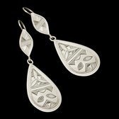 Bijoux Touareg Ethniques Boucles d'oreilles en Argent 33 Gouttes Larges Graves