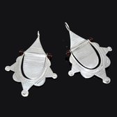 Bijoux Touareg Ethniques Boucles d'oreilles en Argent 27 Etoiles Grandes Perles Rouges