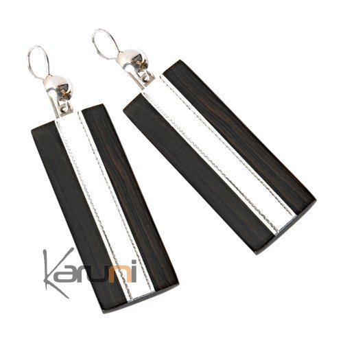 Bijoux Ethniques Touareg Boucles d'Oreilles en Argent et Ebène 36 Art Deco Rectangle Bande Argent Bijoux Ethniques Touareg Boucles d'Oreilles en Argent et Ebène 36 Art Deco Rectangle Bande Argent