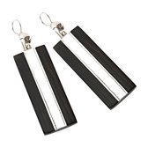 Bijoux Ethniques Touareg Boucles d'Oreilles en Argent et Ebne 36 Art Deco Rectangle Bande Argent