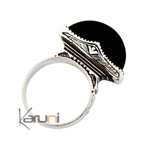 Bijoux Touareg Ethniques Bague en Argent 925 et bne 022 Homme/Femme Demi-Lune Grave