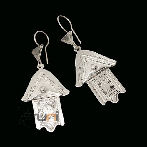 Bijoux Touareg Ethniques Boucles d'oreilles en Argent 72 Main de Fatma Khamsa Bijoux Touareg Ethniques Boucles d'oreilles en Argent 72 Main de Fatma Khamsa