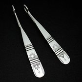 Bijoux Touareg Ethniques Boucles d'Oreilles en Argent et Ebne Massues 16 Plates Graves
