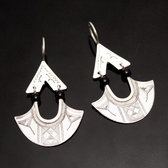 Bijoux Touareg Ethniques Boucles d'oreilles en Argent 80 Feuille Longues Pendants Perles Noires