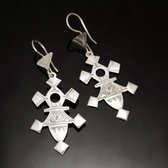 Bijoux Touareg Ethniques Boucles d'oreilles en Argent 55 Croix du Sud d'Iferouane Niger 5,5 cm