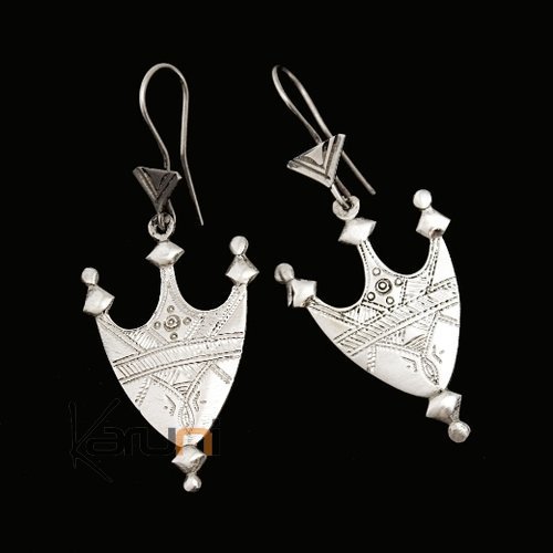 Boucles d'oreilles Touareg Croix du Niger Selle de Chameau en Argent 51