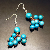 Tagua and Co Boucles d'Oreilles Graines Ivoire Vgtale Grappes Petites Boules Ibarra Bleu Turquoise Bijoux Design Crateur