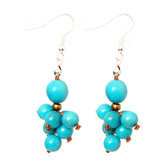 Tagua and Co Boucles d'Oreilles Graines Ivoire Vgtale Grappes Petites Boules Ibarra Bleu Turquoise Bijoux Design Crateur b