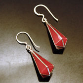 Bijoux Ethniques Indiens Boucles d'oreilles en Argent 925 90 Goutte Cloisonne Racine de Corail Cne Npal Tibet