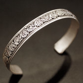 Bijoux Ethniques Indiens Bracelet Jonc en Argent Mix Homme/Femme Nepal 03 Plat Filigranes 1,3 cm