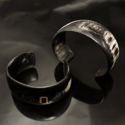 Bijoux Ethniques Touareg Bracelet en Corne 13 Jonc 2,5 cm Noir