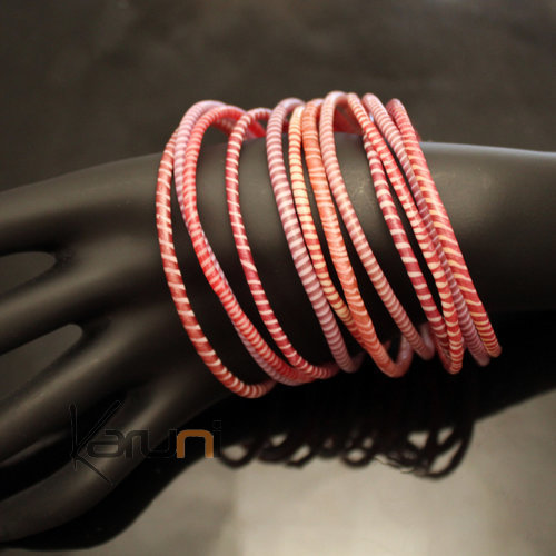 Bijoux Ethniques Africains Bracelets JOKKO en Plastique Recycl Homme Femme Enfant 29 Violet Mauve Rose  (x12) b