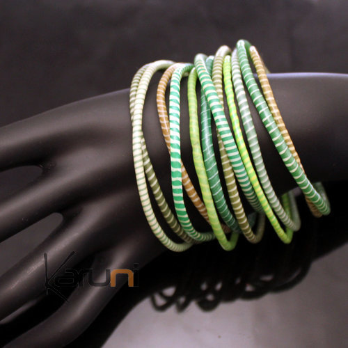 Bijoux Ethniques Africains Bracelets JOKKO en Plastique Recycl Homme Femme Enfant 06 Vert Mix (x12) e